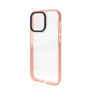 IPHONE 14 Pro Max Transparent Pink Sandy Color Frame Shockproof Cover Case