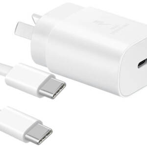 Genuine Samsung 25W USB-C Super Fast Charger with USB-C to USB-C cable - White - Image 2
