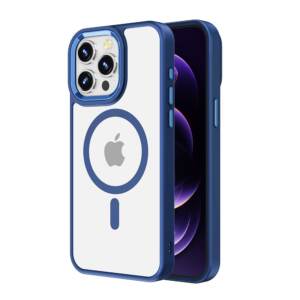 Redefine Metal Camera Lens Magnetic Transparent Magsafe Case for iPhone 15 Pro Max - Blue