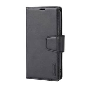Leather Wallet Hanman 2 in 1 Detachable Magnetic Flip Cover Case for iPhone 15 Pro Max - Black