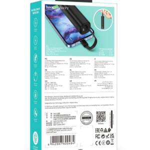 Hoco J113-L 5000mAh Energy Bar Power Bank With Build in Lightning Cable - Black - Image 3