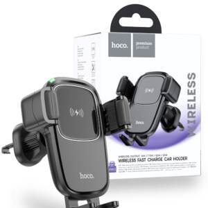 Hoco HW1 Pro 15W Fast Wireless Charger Air Vent Car Holder - Black